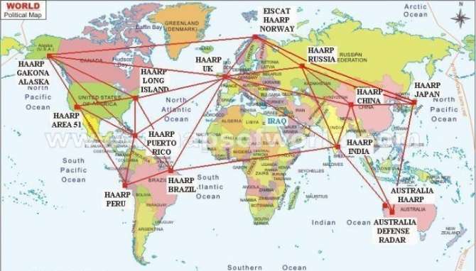 Mappa dei siti Haarp in cui si trovano anche le più ricche miniere di uranio, un caso?